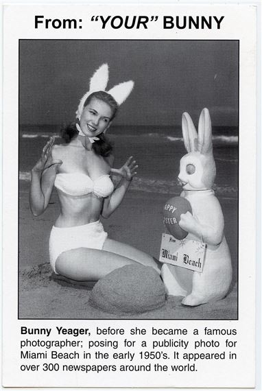 Vintage Original Postcard Advertising BUNNY YEAGER Pin-Up by Bunny Yeager