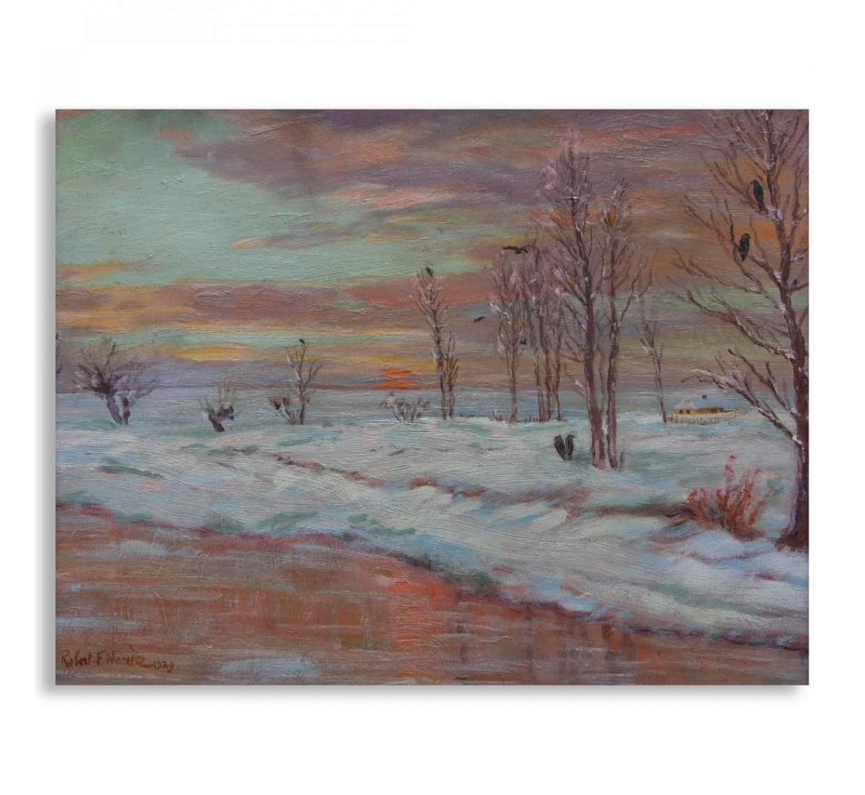 Artwork by Robert F. Wacík, ZIMNÍ NÁLADA, Made of oil on cardboard