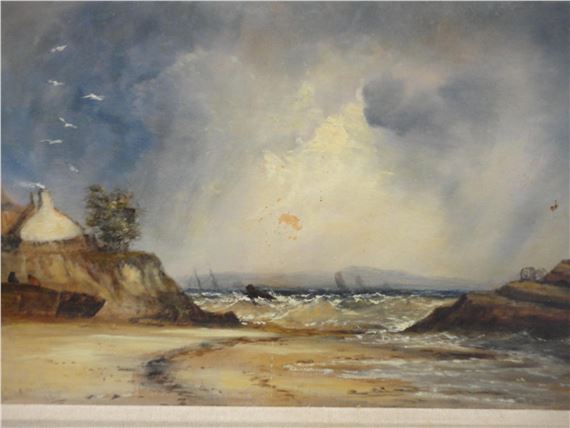 John R. Prentice | Low tide with sailing boats to the background, East ...