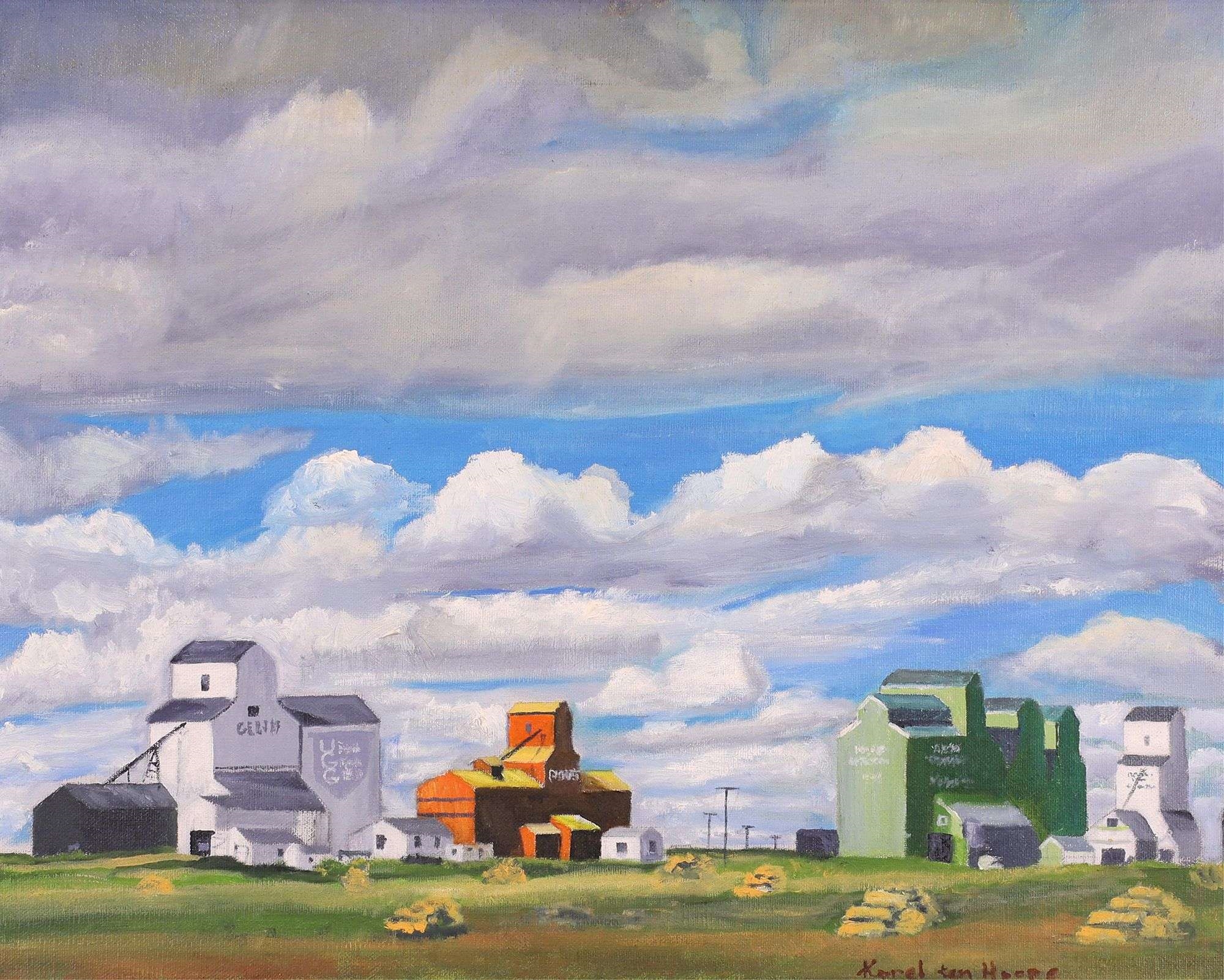Artwork by Karel Ten Hope, Untitled, Grain Elevators, Made of ACRYLIC ON CANVAS