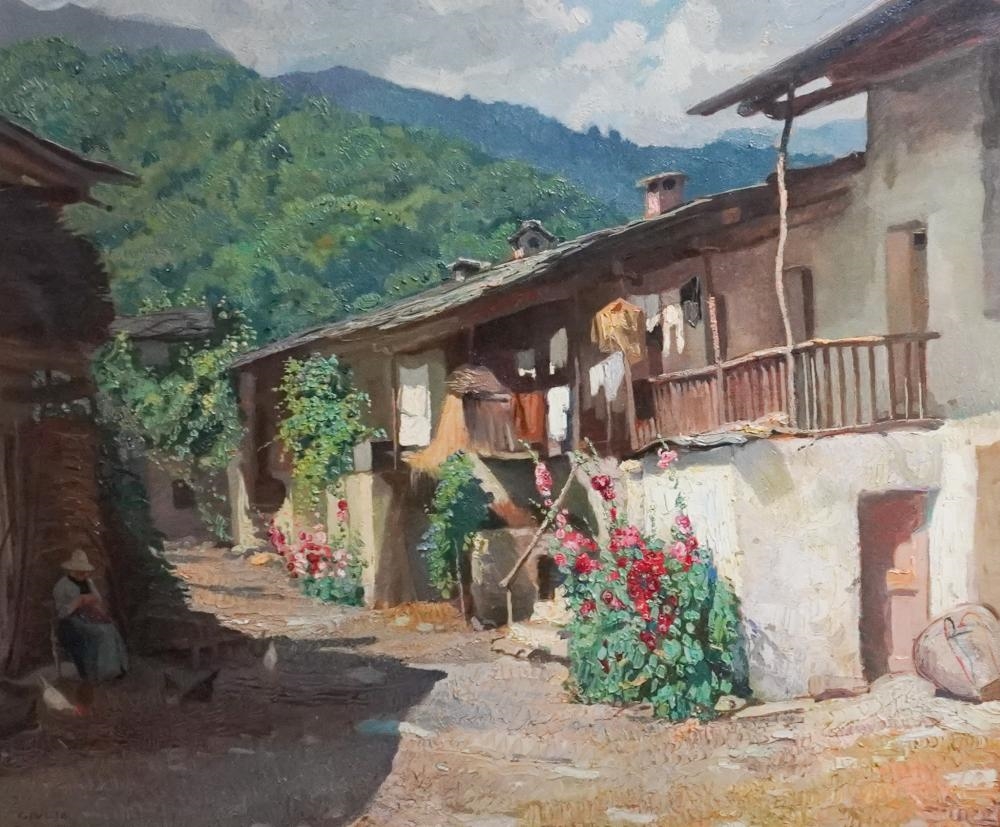 Artwork by Giulio Boetto, Italian Country Side, Made of Oil on Panel