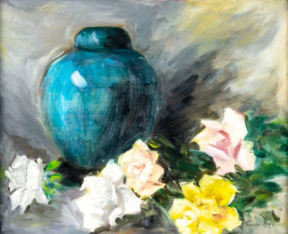 Artwork by Freida Hafif, Still Life with Flowers, Made of oil on canvas board