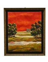 Untitled, landscape with red sky - Marc Mindeli