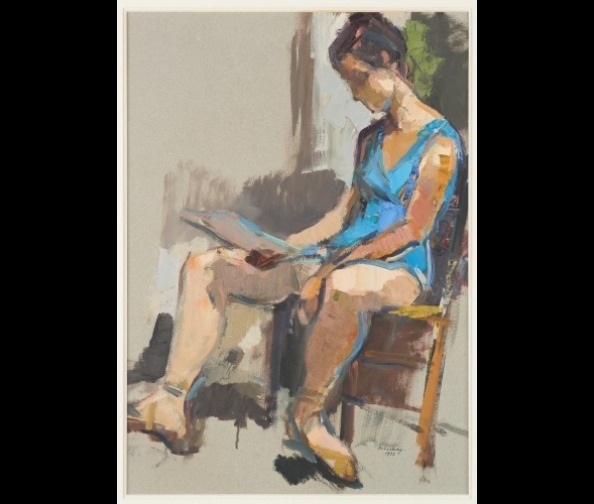 Artwork by Maurice Leclercq, Jeune fille à la lecture, Made of gouache on paper