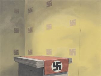 Der Fuehrer's Face RARE Original Key Master Production Background Attributed to Ray Huffine with Disney Legend Don DaGradi's Signature (Walt Disney - Ray Huffine