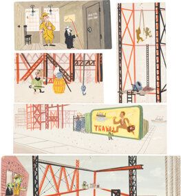 Trouble Indemnity (Mr. Magoo) Background Color Keys Attributed to Jules Engel Group of 9 (UPA