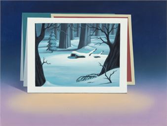 From All of Us to All of You Winter Forest Christmas Card Production Background (Walt Disney - Ray Huffine