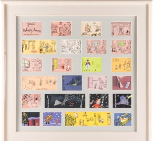 Artwork by Jules Engel, Herbert Klynn, Gerald McBoing-Boing RARE Storyboard/Color Keys Sequence of 24 by Jules Engel and Herb Klynn (UPA, Made of gouache