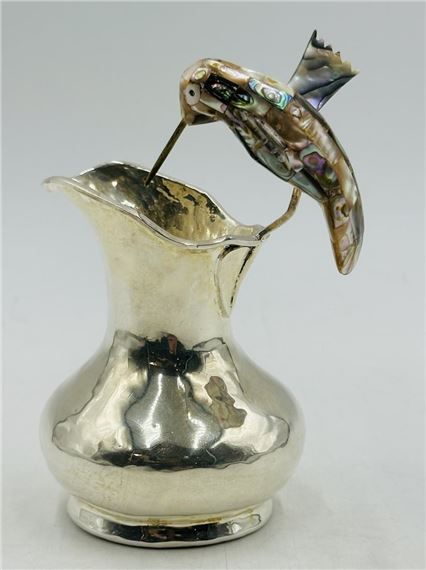 Los Castillo Hummingbird Pitcher With Abalone Shell Body, Mexico 20th Century by Los Castillo, 20th Century