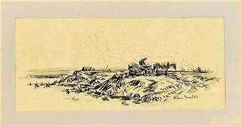 Ink on Paper Western Artwork Signed Ross Saulet - Ross Saulet