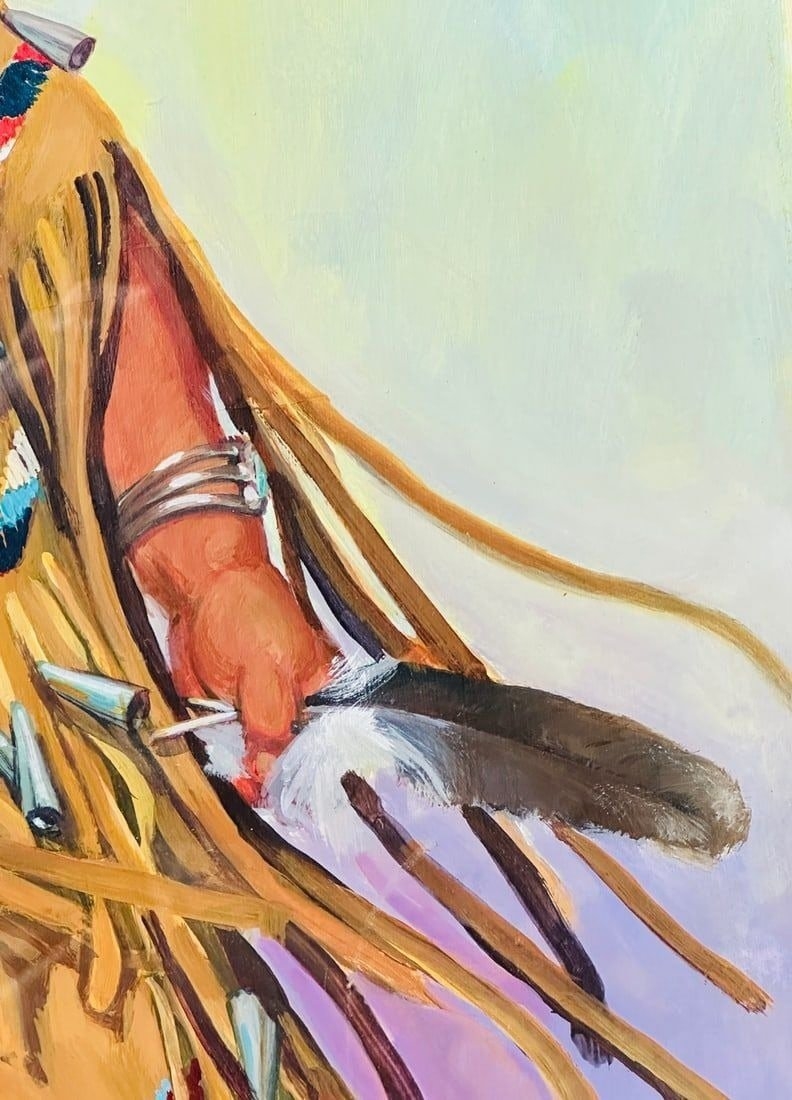 Artwork by Carol Theroux, Painting of a Native American Child by Carol Theroux, (1930-2021) Dated 83, Made of Painting