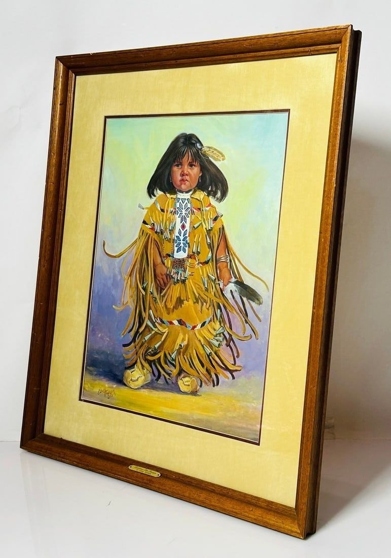 Artwork by Carol Theroux, Painting of a Native American Child by Carol Theroux, (1930-2021) Dated 83, Made of Painting
