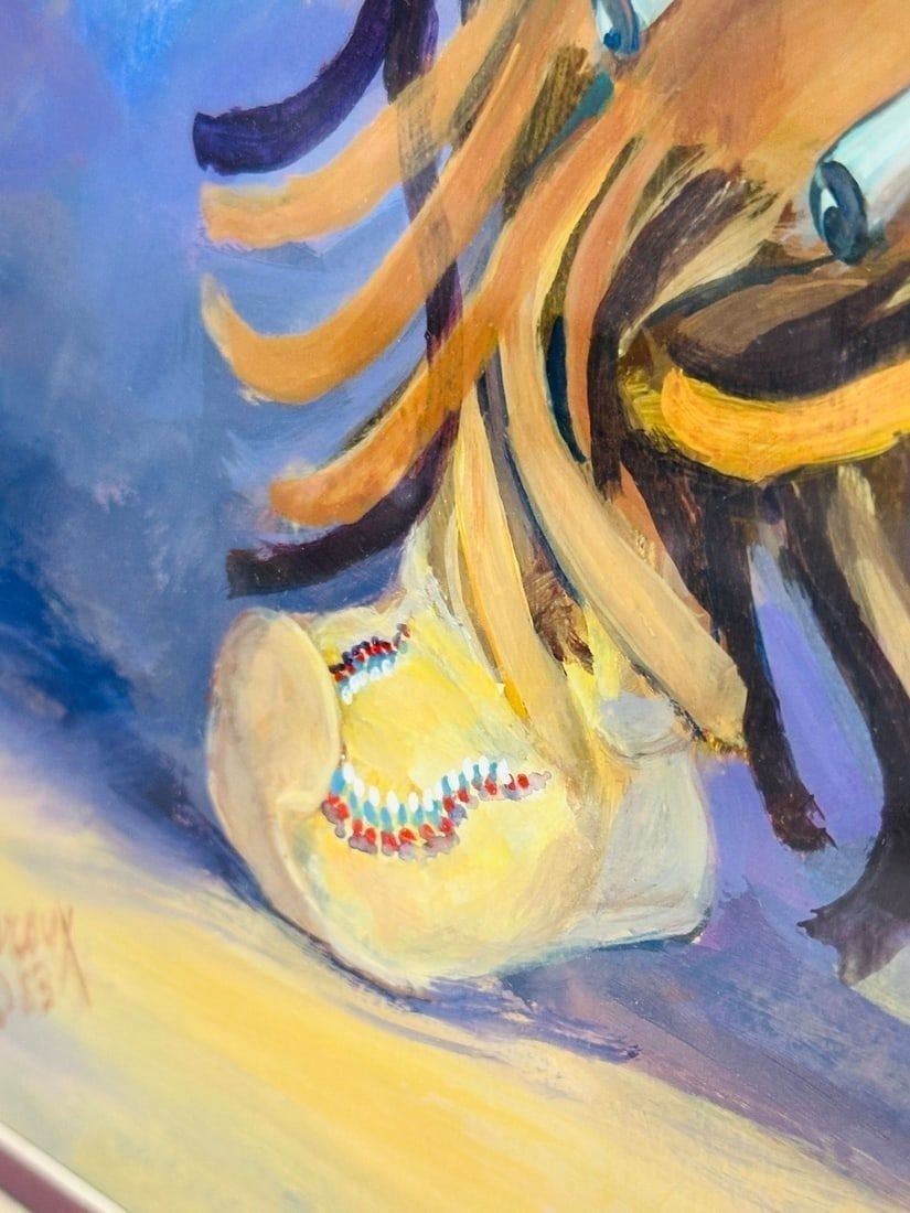 Artwork by Carol Theroux, Painting of a Native American Child by Carol Theroux, (1930-2021) Dated 83, Made of Painting