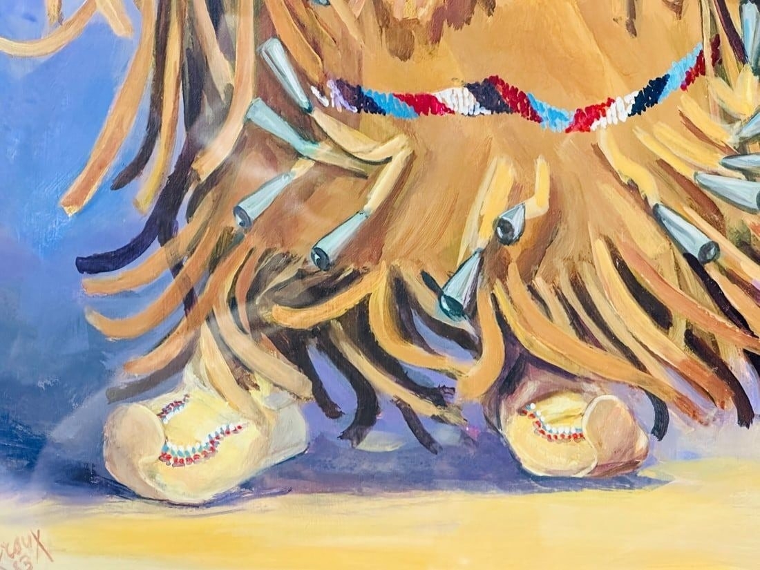 Artwork by Carol Theroux, Painting of a Native American Child by Carol Theroux, (1930-2021) Dated 83, Made of Painting