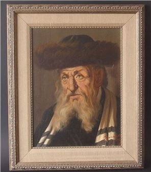 JENO GUSSICH PORTRAIT OF RABBI OIL PAINTING - Jeno Gussich