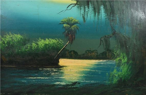 ALFRED HAIR FLORIDA HIGHWAYMEN LAGOON PAINTING by Alfred Hair
