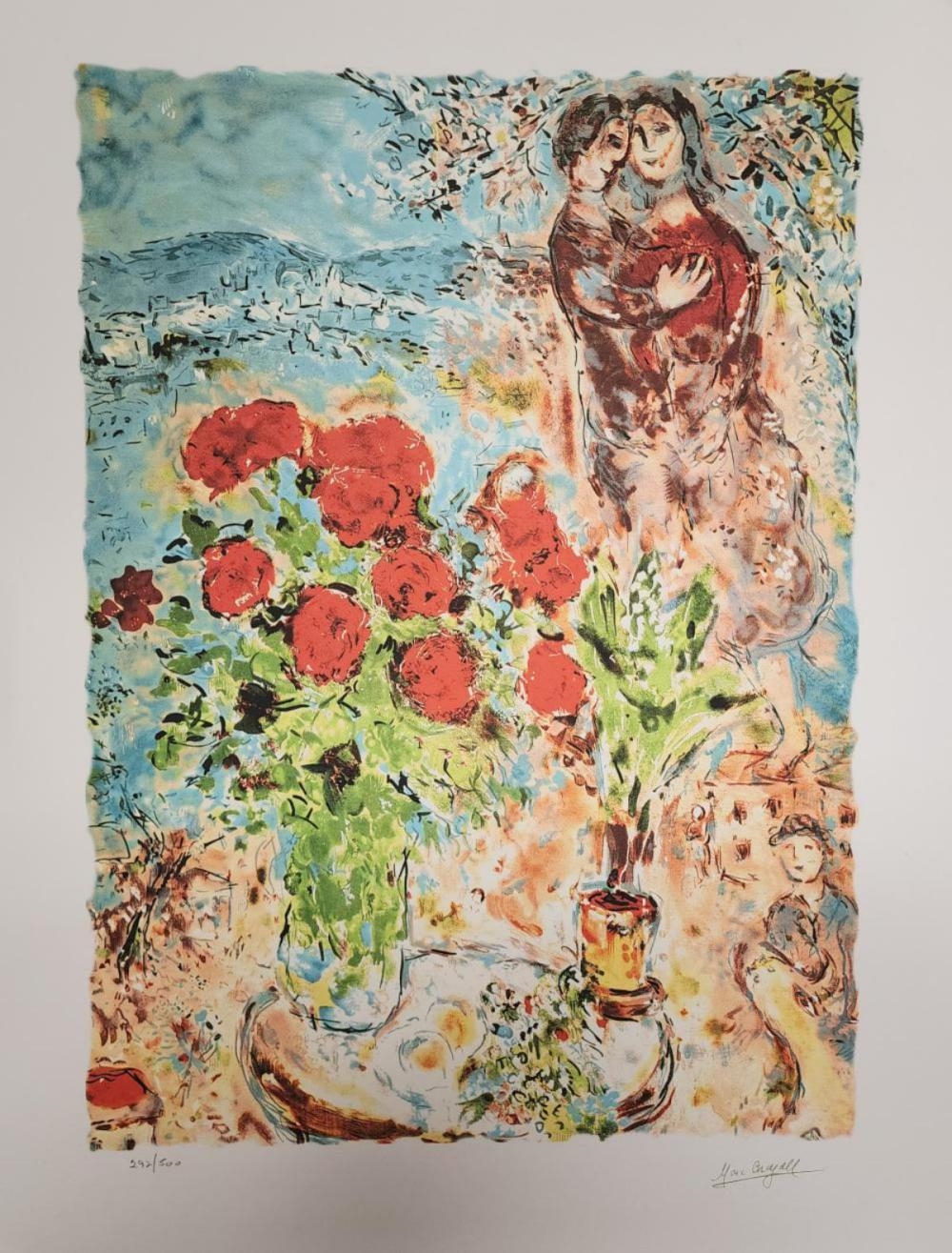 Marc Chagall | Marc Chagall, 'Red Bouquet with Lovers', Facsimile ...