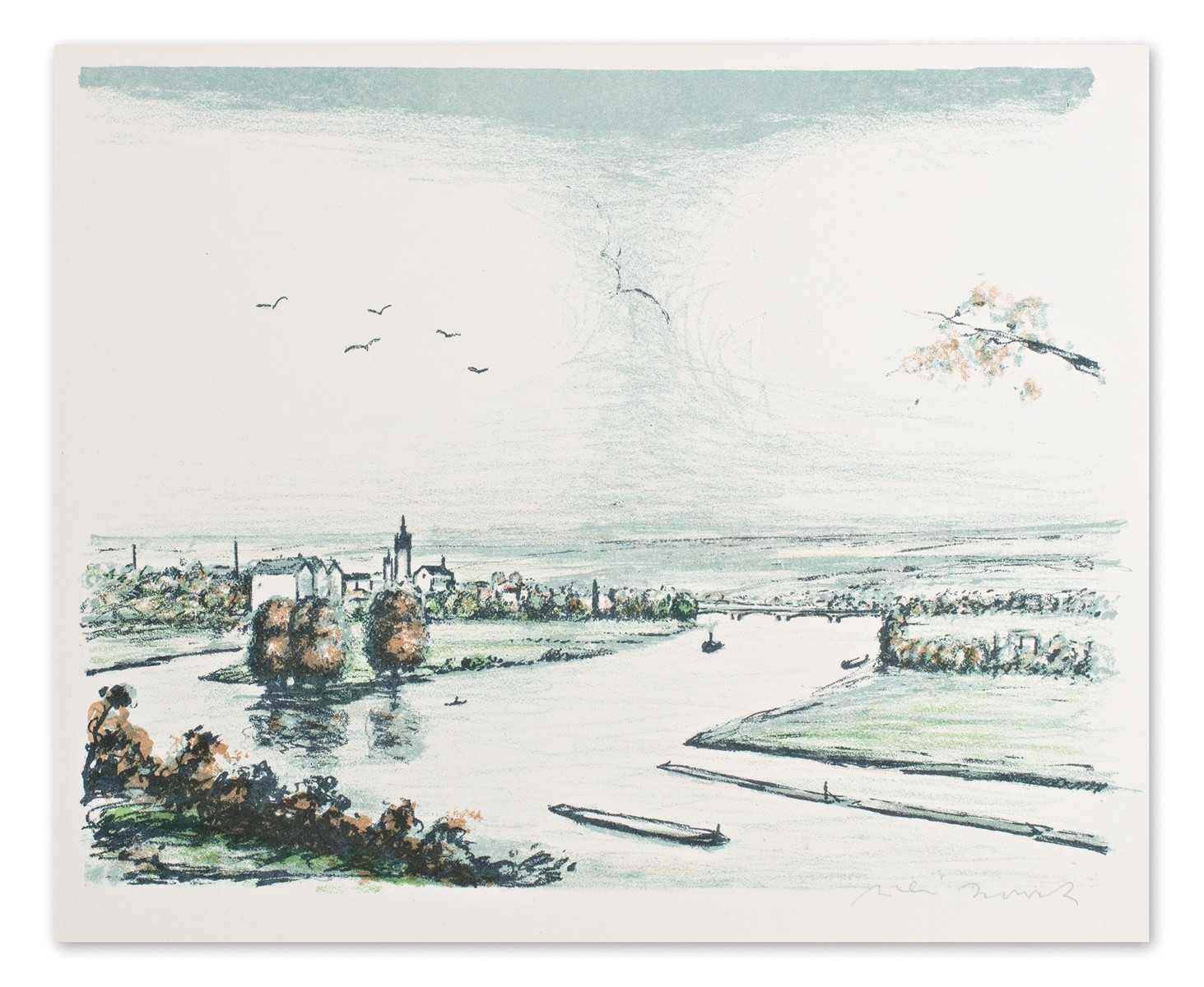 Artwork by Willi Nowak, Labe u Litoměric, Made of color lithograph on paper