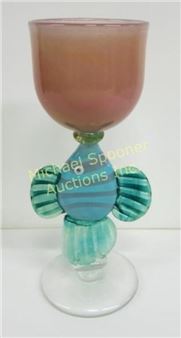 DAVID PATERSON ART GLASS FISH GOBLET/VASE - David Paterson