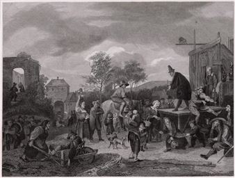 Jan Havickszoon Steen 1834 engraving The Mountebank signed - Jan Steen