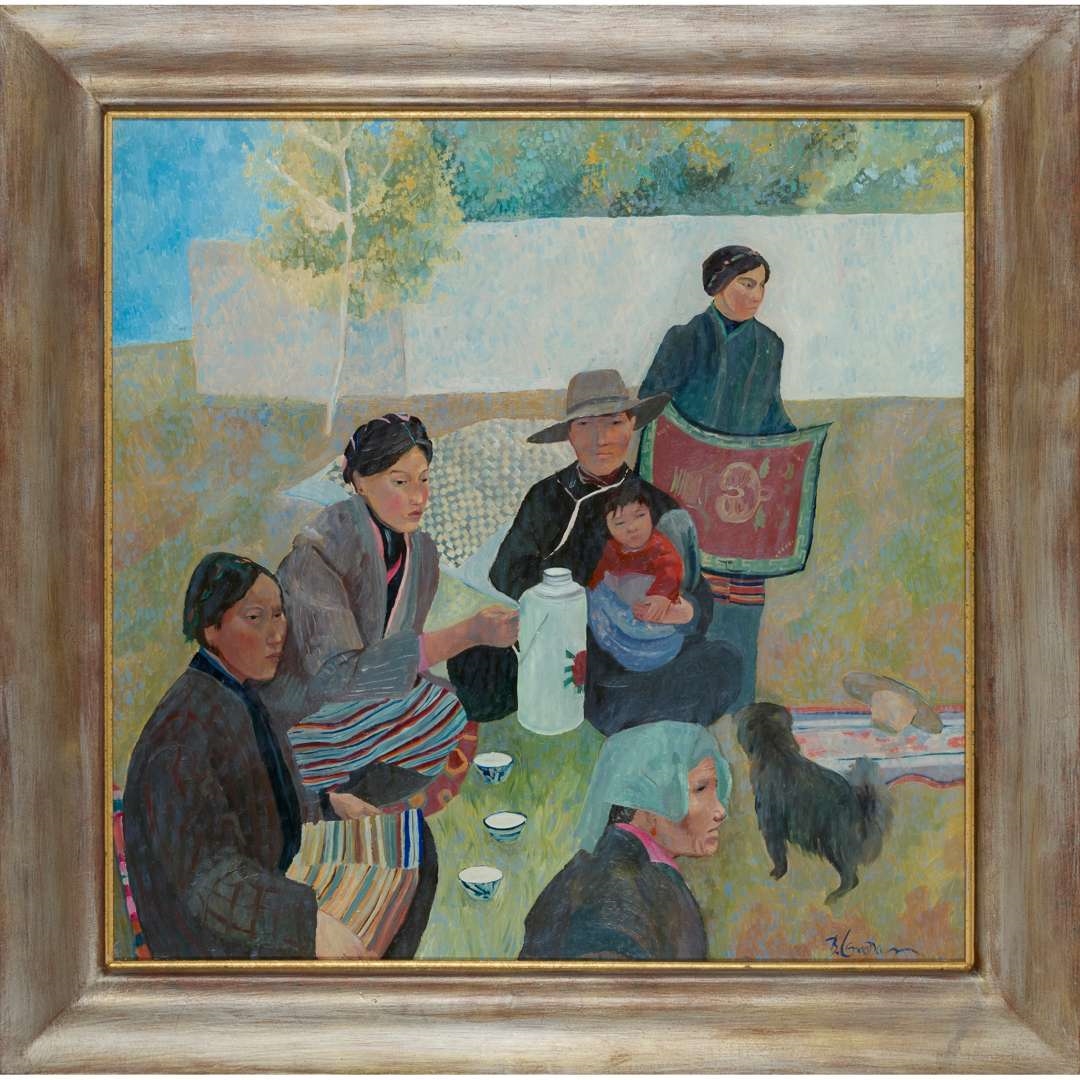 Artwork by Brenda Lenaghan, YAK BUTTER TEA, SHIGATSE, TIBET, Made of oil on board