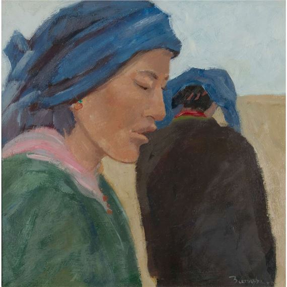TIBETAN WOMAN IN BLUE SCARF - 1988