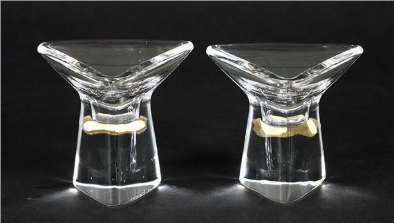 Pair Peter Muller Monk Tricorne Candlesticks for Val Saint Lambert by Val Saint Lambert, designed 1956