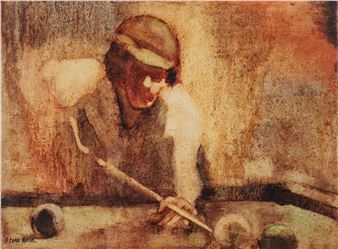 P. Doyle Mikrue painting The Billiard Player - P Doyle Mikrue