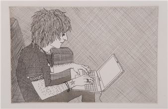 Guy from Mall with his iBook (study for 16mm Film) 2006 - Jennifer Bornstein