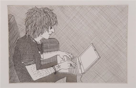 Guy from Mall with his iBook (study for 16mm Film) 2006 - Jennifer Bornstein