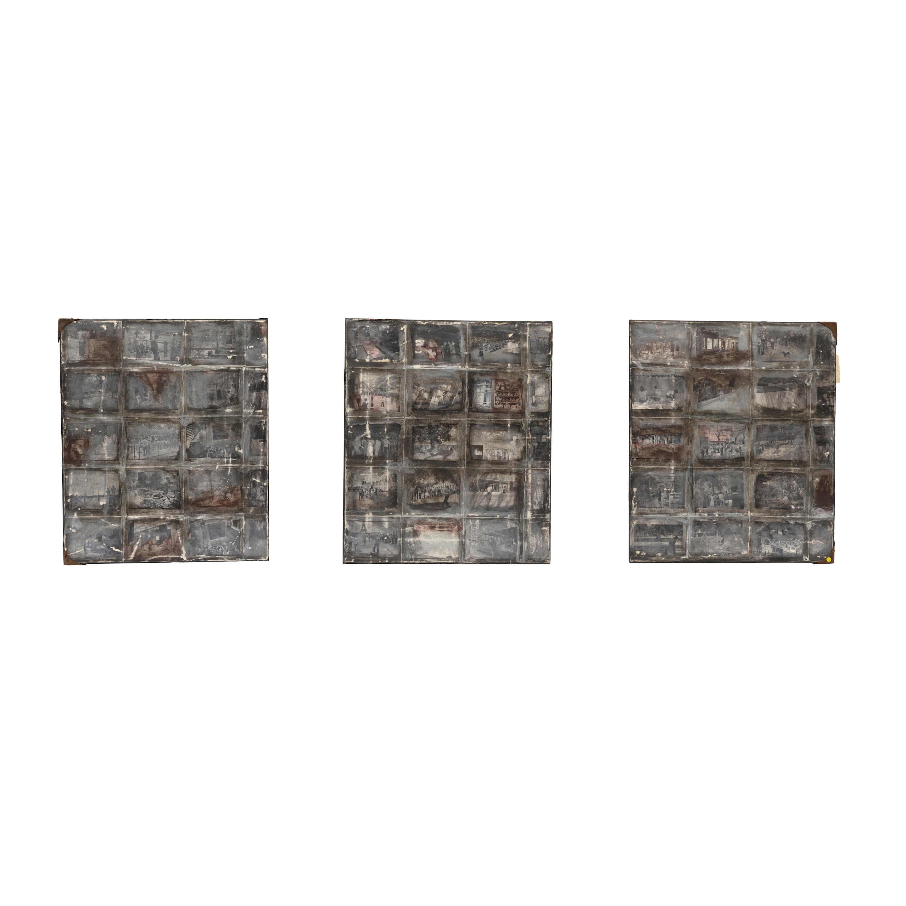 Artwork by Linda Lindroth, Civilisation Française 1992, Made of mixed media on canvas in three parts