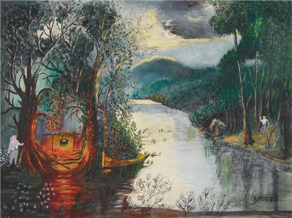 In the Camp by Grandma Moses, 1950