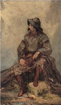 fisherman mending the nets - Albert W. Holden