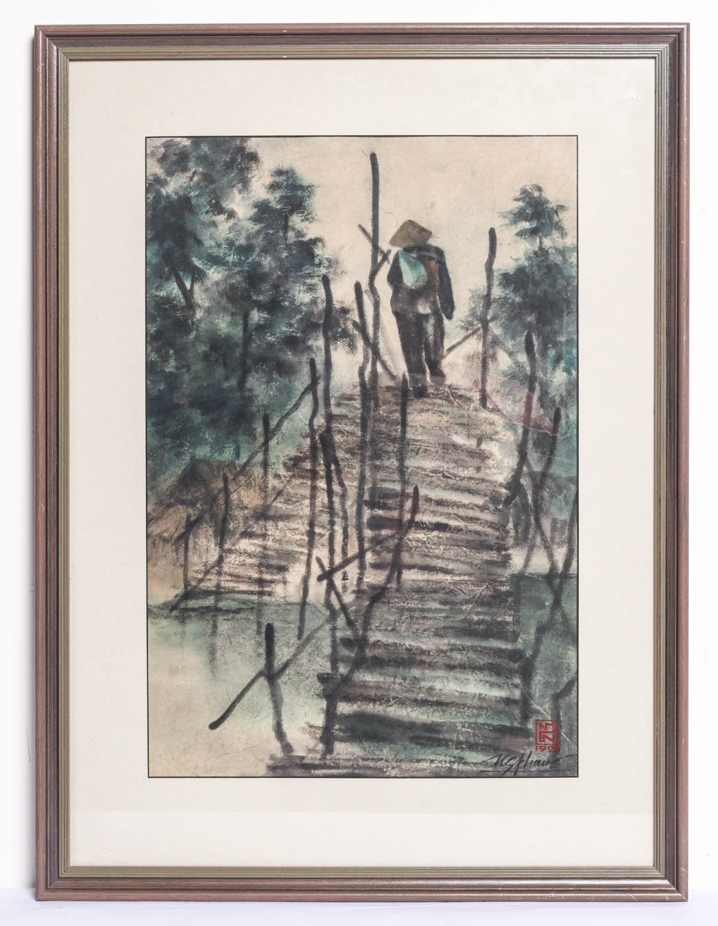 Artwork by Phan Nguyen, 'Passing Bridge", Made of watercolour on rice paper