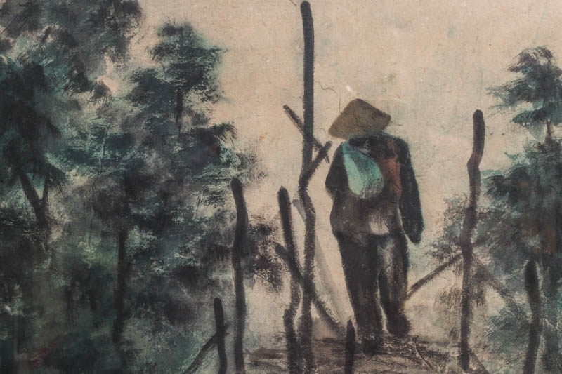 Artwork by Phan Nguyen, 'Passing Bridge", Made of watercolour on rice paper