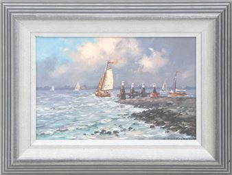 Vissersboten aan de kust - Arie Dubbeldam