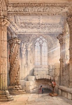 Figure in the interior of Rosslyn Chapel by Edwin St. John
