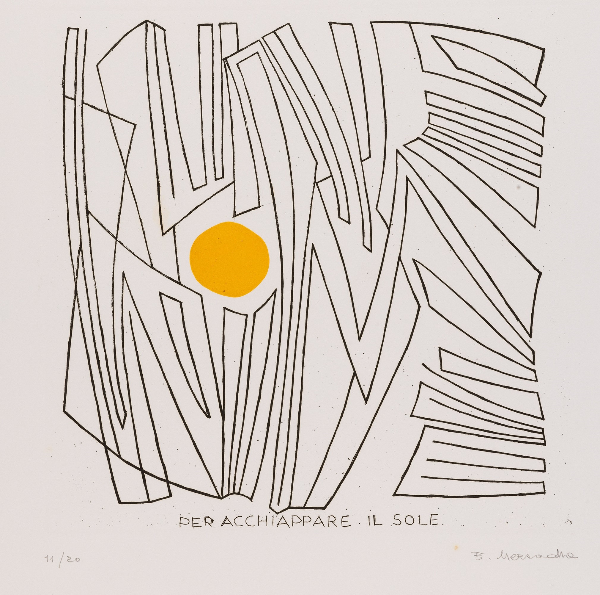 Artwork by Elena Mezzadra, Per acchiappare il sole, Made of etching