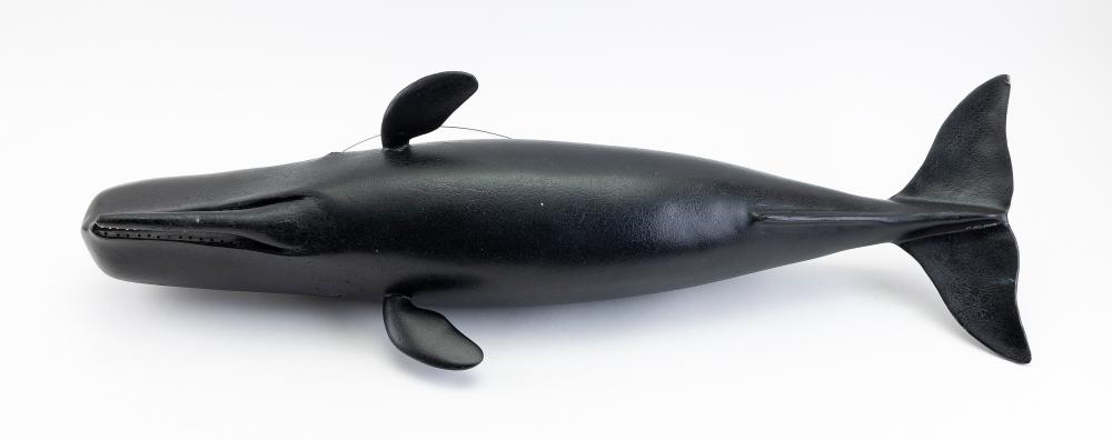 Artwork by Irving Briggs, IRVING BRIGGS CARVING OF A SPERM WHALE WITH TWO  SQUID, Made of RUBBER