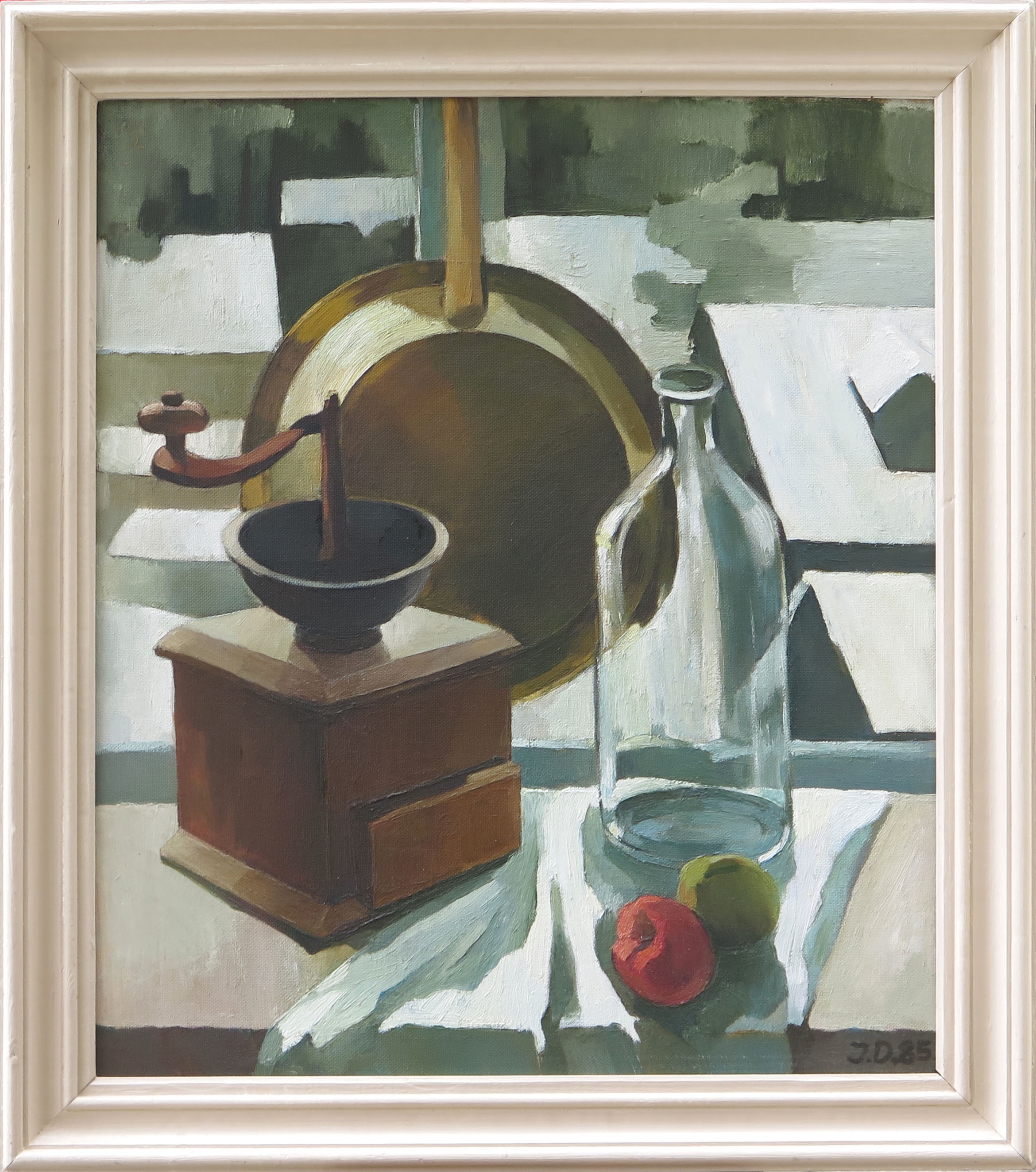 Artwork by Irena Dukule, Ziemas klusā daba 1985, Made of oil on cardboard