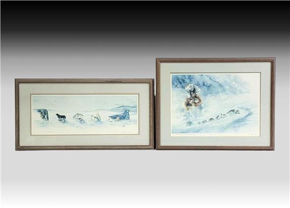 "Eagle Summit - Tribute to a Lead Dog" & Resting Sled Dog Team by Donna Gates