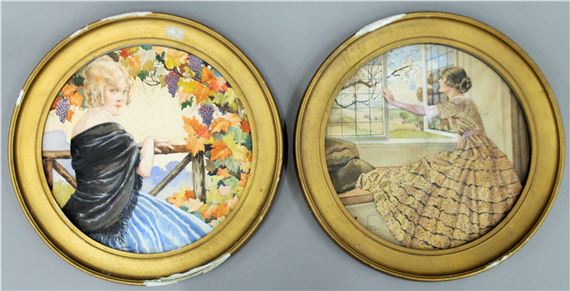 Lady Seated at a Window and Lady With Black Shawl and Blue Skirt - Lawrence Sterne Stevens