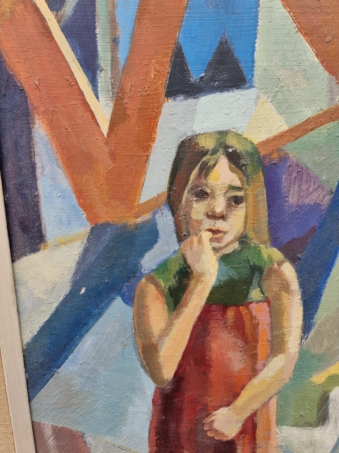 Artwork by Anne Bulitis, The Accordionist, Made of oil on board