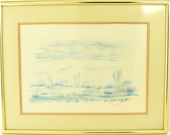 ALAN LEVINE (contemporary); an abstract of a marshland with hills - Alan Levine