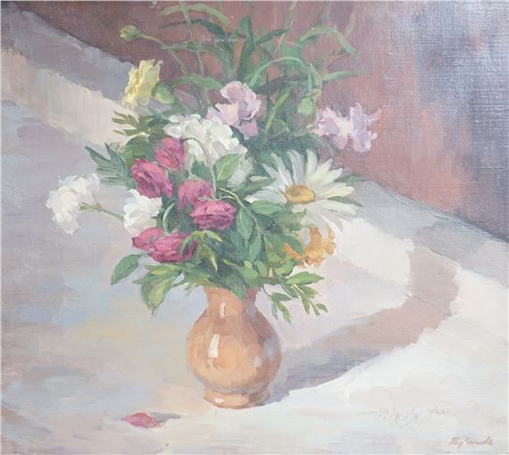 Still life of flowers by Charles Howson Bennett, dated 1910