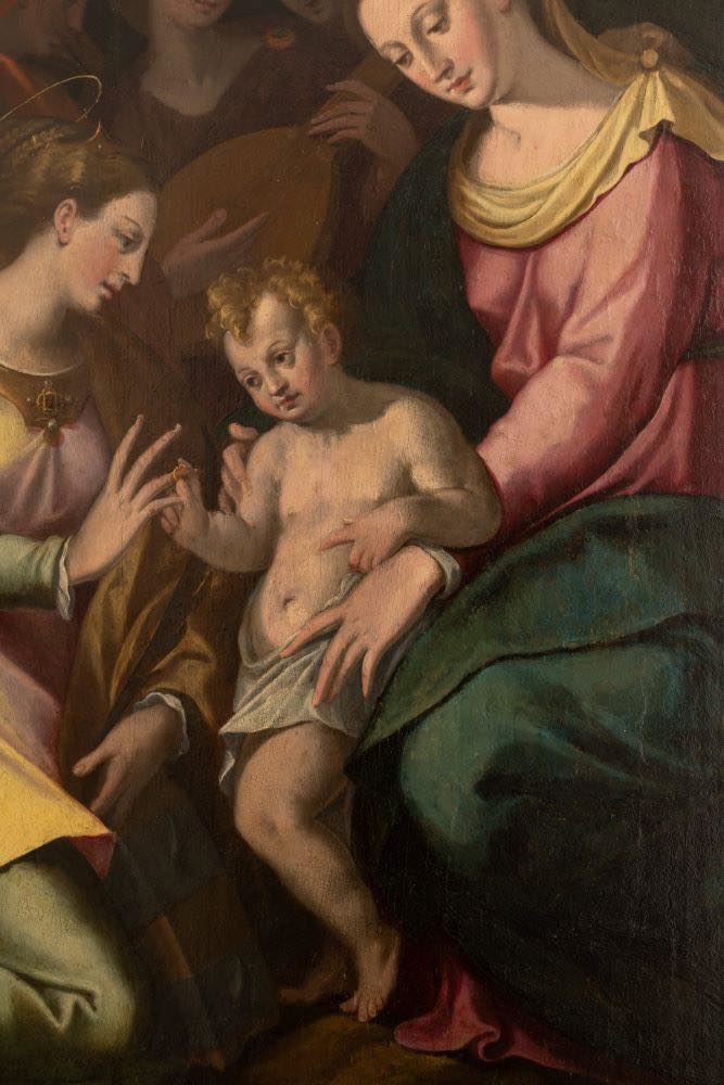 Artwork by Ercole Procaccini Il Vecchio, Ercole Procaccini (1520-1595). Lo sposalizio mistico di Santa Caterina., Made of oil on board