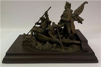 R. Sullivan Bronze Sculpture, Man In Boat - R. Sullivan