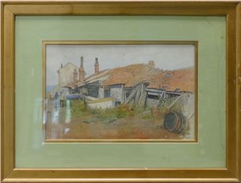 Arthur HOPKINS (1848-1930), Watercolour of a fisherman's cottage scene, 36 x 50cm - Arthur Hopkins