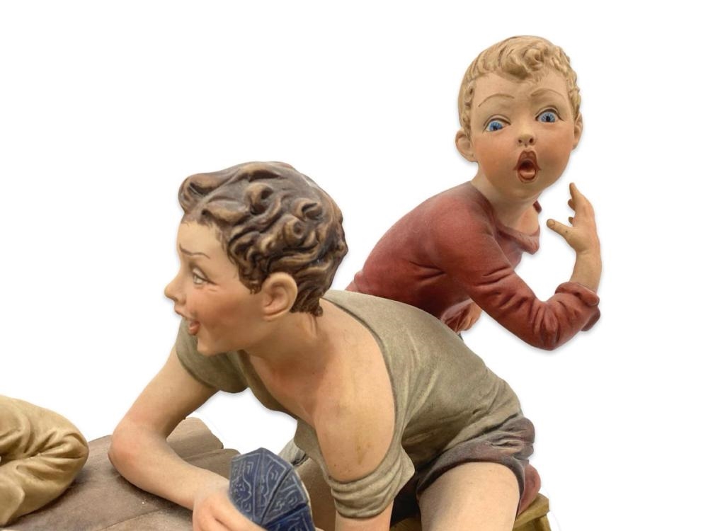 Artwork by Bruno Merli, Signed Merli Capidimonte Card Game Sculpture, Made of Sculpture