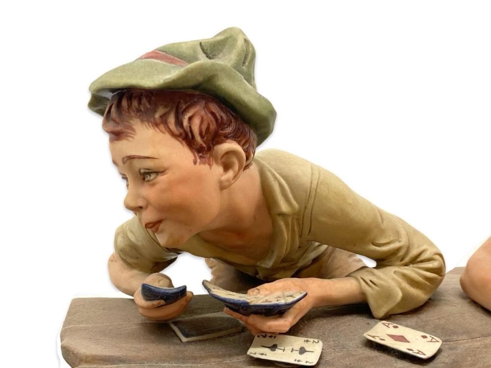 Artwork by Bruno Merli, Signed Merli Capidimonte Card Game Sculpture, Made of Sculpture